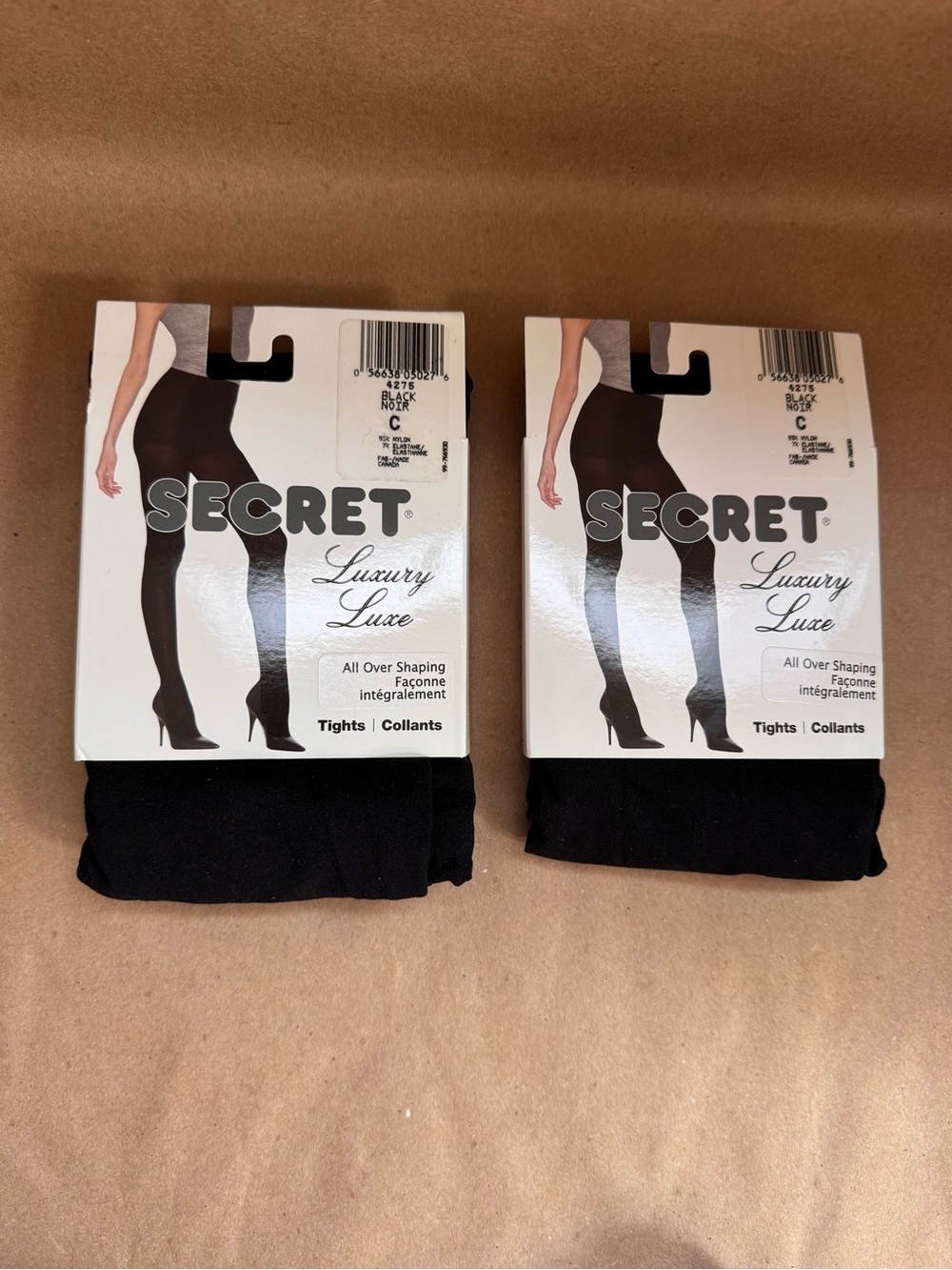 NWT 2 pairs Secret Luxury All Over Shaping Black Opaque Tights. Size C